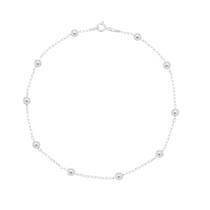 Tornozeleira em prata 925 de bolinha lisa joias prata 24CM