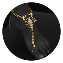 Tornozeleira Escorpião Dourada Feminina Strass Estilo Boho Tornozeleira Escorpião Dourada Feminina Strass Estilo Boho