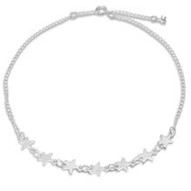 Tornozeleira Estrelas Lisas Banhada a Prata Semijoia