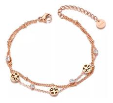 Tornozeleira Feminina Árvore Da Vida Aço Banho Ouro Rosê 18k Tornozeleira Feminina Árvore Da Vida Aço Banho Ouro Rosê 18k