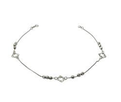 Tornozeleira Feminina Com Berloques Diamantados Prata 925