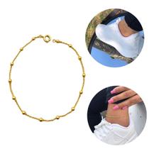 Tornozeleira Feminina De Bolinhas Banhada A Ouro Minimalista