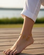 Tornozeleira Feminina Estrelas e Luas em Aço Inoxidável Tornozeleira Feminina Estrelas e Luas em Aço Inoxidável