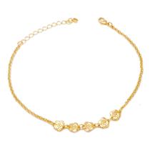 Tornozeleira Flor e Elos Folheada em Ouro 18K SoftJoias