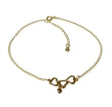 Tornozeleira Folheada 3 Corações Vados E 1 Pendente