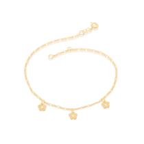 Tornozeleira folheada a ouro com flores 550623 Rommanel