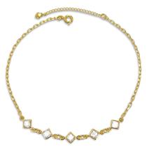 Tornozeleira Losango em Zircônia Banhada a Ouro 18K