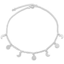 Tornozeleira Lua e Medalha Banhada a Prata Semijoia Tornozeleira Lua e Medalha Banhada a Prata Semijoia