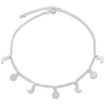 Tornozeleira Lua e Medalha Banhada a Prata Semijoia Tornozeleira Lua e Medalha Banhada a Prata Semijoia