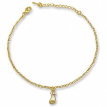 Tornozeleira Mão de Figa com Zirconia Banhada Ouro 18k Semijoia Tornozeleira Mão de Figa com Zirconia Banhada Ouro 18k Semijoia
