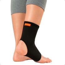 Tornozeleira Ortopédica Longa G Compressão Estabilizadora Preto Esportiva Tornozelo Futebol Neoprene
