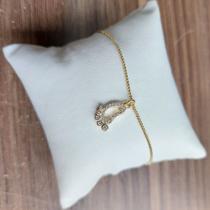Tornozeleira Pezinho Gestante Mãe F. Ouro 18k Pedra Zirconia Tornozeleira Pezinho Gestante Mãe F. Ouro 18k Pedra Zirconia
