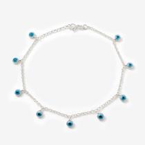 Tornozeleira Pingente Olho Grego Prata Legitima 925 Delicada