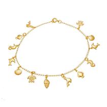 Tornozeleira Pingentes do Mar Folheada em Ouro 18K SoftJoias