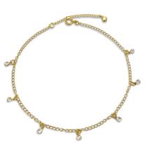 Tornozeleira Pontos de Luz em Zirconia Banhada Ouro 18k