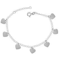 Tornozeleira Prata Com 9 Corações