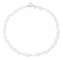 Tornozeleira Prata Legítima 925 Elo Coração / 25 cm / 0.3 cm