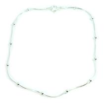 Tornozeleira Prata Legitima 925 Veneziana Bolinhas