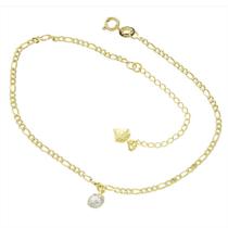 Tornozeleira PRI Style Folheada A Ouro 18K Antialérgica Com Pedra De Strass