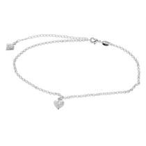Tornozeleira PRI Style Folheada A Prata Antialérgica Com Pingente De Coração Tornozeleira PRI Style Folheada A Prata Antialérgica Com Pingente De Coração