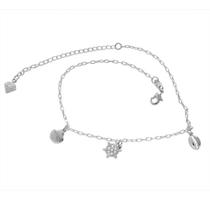 Tornozeleira PRI Style Folheada A Prata Antialérgica Com Pingentes De Concha, Búzios E Timão Tornozeleira PRI Style Folheada A Prata Antialérgica Com Pingentes De Concha, Búzios E Timão