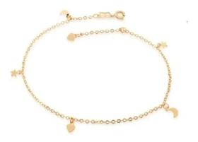 Tornozeleira Rommane Berloque Coração, Estrela E Lua