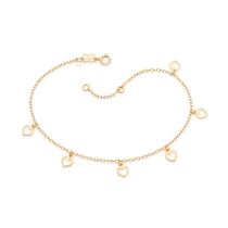 Tornozeleira rommanel corações banhada a ouro 18k - tam.25cm