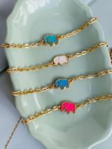 Tornozeleiras banhadas Elefante esmaltado a Ouro