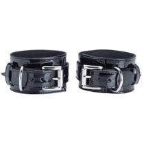 Tornozeleiras Couro legítimo Grossa Larga Vinil PVC Latex Preto Fivela Ajustável Tornozeleiras Couro legítimo Grossa Larga Vinil PVC Latex Preto Fivela Ajustável