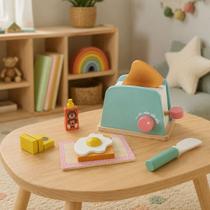 Torradeira Brinquedo de Madeira Mini Cozinha Montessori 8 Pç Torradeira Brinquedo de Madeira Mini Cozinha Montessori 8 Pç