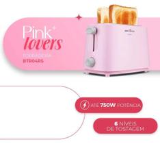 Torradeira Britânia Rosa 6 níveis de Tostagem 750W 220V - BRITANIA