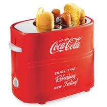Torradeira de cachorro-quente Nostalgia Coca-Cola, pão de 2 compartimentos com mini pinças