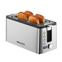 Torradeira Mecity de 4 fatias em aço inoxidável 1300 W com temporizador