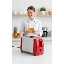 Torradeira Vermelha Inox 2 Fatias 6 Níveis 620W