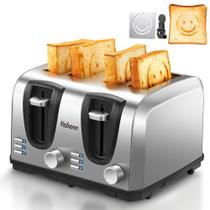 Torradeira Yabano de 4 fatias em aço inoxidável com 7 configurações Smiley Torradeira Yabano de 4 fatias em aço inoxidável com 7 configurações Smiley
