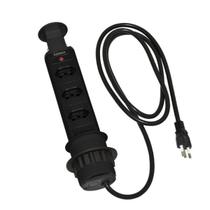 Torre 03 Tomadas Retrátil De Embutir Mesa Preto