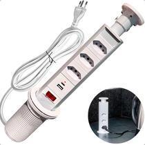 Torre 3 Tomada 20a Bancada Retrátil Embutir Usb e Tipo-c Torre 3 Tomada 20a Bancada Retrátil Embutir Usb e Tipo-c