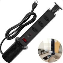 Torre 3 Tomada 20a Bancada Retrátil Embutir Usb e Tipo-c - B-MAX