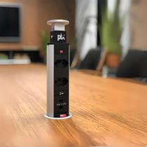 Torre 3 Tomadas Multiplug Bivolt 16A Prata Renna Totem de Tomadas Embutidas Design Compacto Eletricidade Torre 3 Tomadas Multiplug Bivolt 16A Prata Renna Totem de Tomadas Embutidas Design Compacto Eletricidade