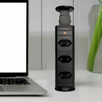 Torre 3 Tomadas Multiplug Bivolt 16A Preta Renna Totem de Tomadas Embutidas Design Compacto Eletricidade Torre 3 Tomadas Multiplug Bivolt 16A Preta Renna Totem de Tomadas Embutidas Design Compacto Eletricidade