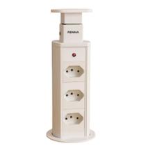 Torre 3 Tomadas Multiplug Retrátil Embutir Mesa 10A e 20A Bivolt Renna 3 Tomadas 16A