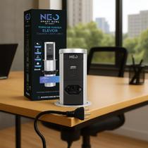 Torre 3 Tomadas ou 1 Tomada USB Tipo C Embutir Retrátil Elevor Para Bancada Neo Avant