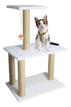 Torre Arranhador Para Gato 3 Andares Grande Sisal e Pelúcia com Brinquedo