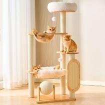 Torre Arranhador para Gatos HITTITE 135 cm em Madeira Maciça com Arranhador Torre Arranhador para Gatos HITTITE 135 cm em Madeira Maciça com Arranhador