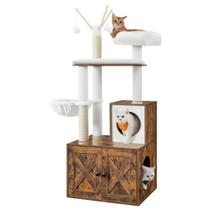 Torre Cat Tree Feandrea de 140 cm com compartimento de caixa sanitária Torre Cat Tree Feandrea de 140 cm com compartimento de caixa sanitária