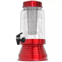Torre Cervejeira Vidro E Dispenser Gelo 3L Vermelho Mesclado