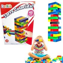 Torre Colorida Empilhar com 45 Peças brinquedo educativo Caiu Perdeu Jogo