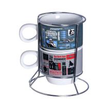 Torre Com 2 Canecas Porcelana + Suporte De Metal Darth Vader E Stormtrooper - Zona Criativa