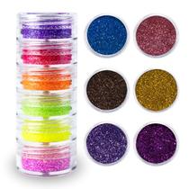 Torre com 6 Potes de Glitter Fino Decoração Unhas Nail Art Torre com 6 Potes de Glitter Fino Decoração Unhas Nail Art