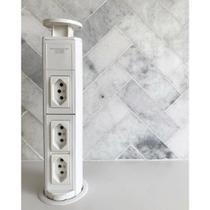 Torre De 3 Tomadas 20a Embutir Branca Cozinha Retrátil Qtmov